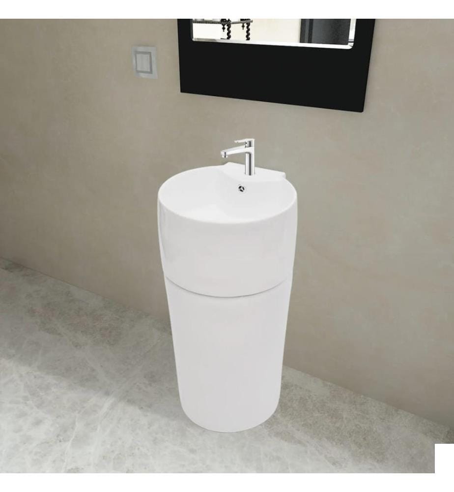 Vasque à trou de trop-plein/robinet céramique Blanc pour salle de bain