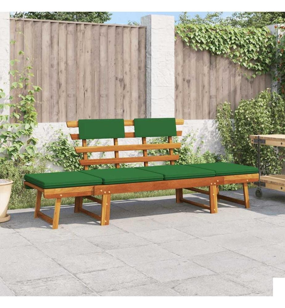 Banc de jardin avec coussins 2-en-1 190 cm Bois solide d'acacia
