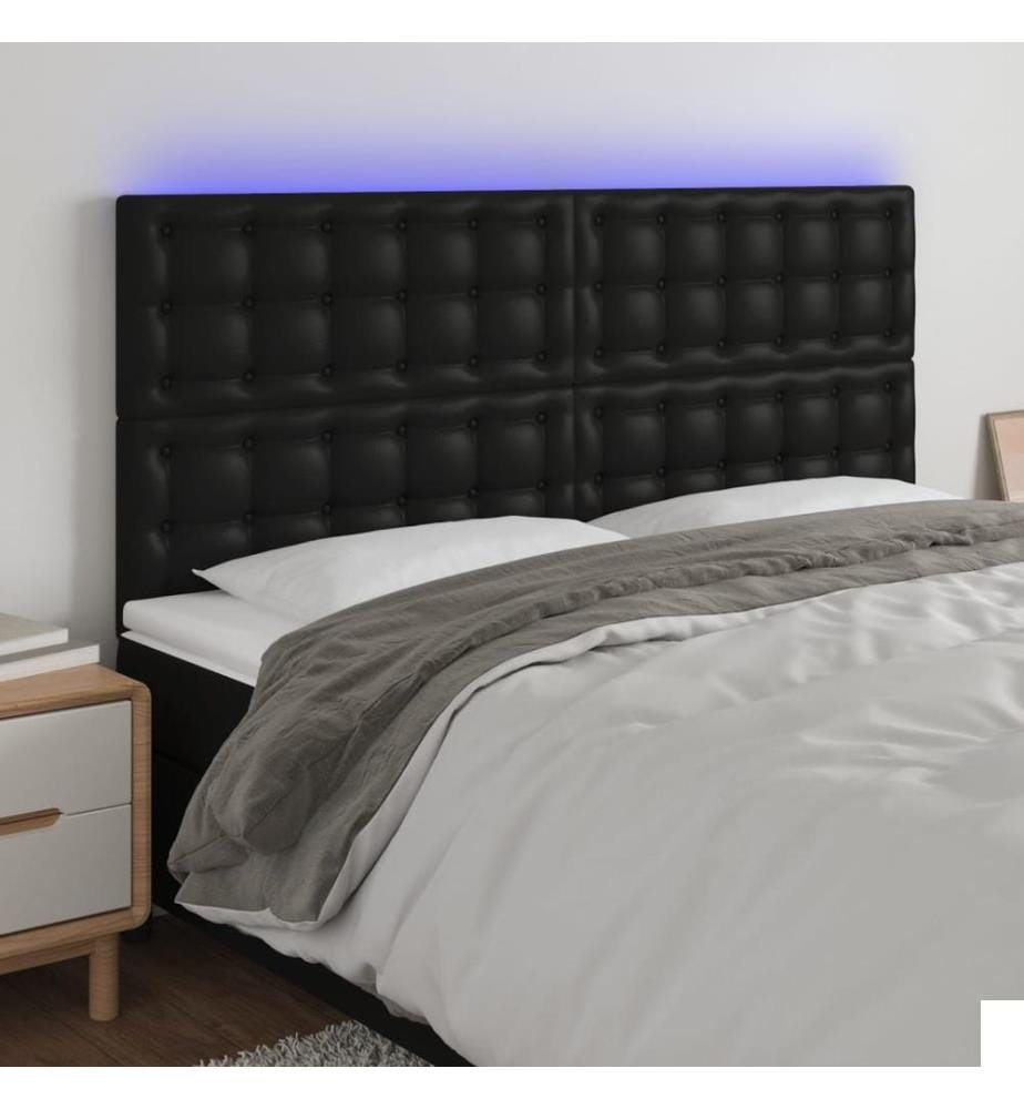 Tête de lit à LED Noir 180x5x118/128 cm Similicuir