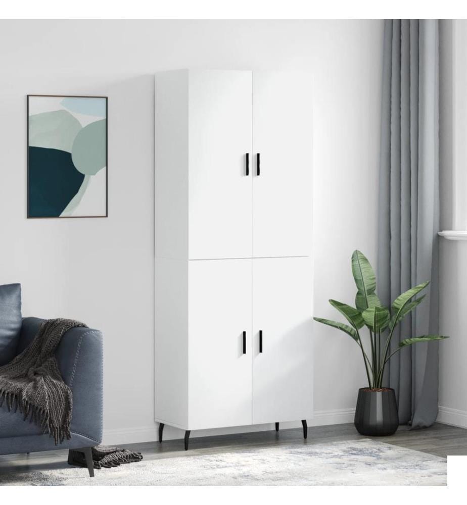 Buffet haut Blanc 69,5x34x180 cm Bois d'ingénierie