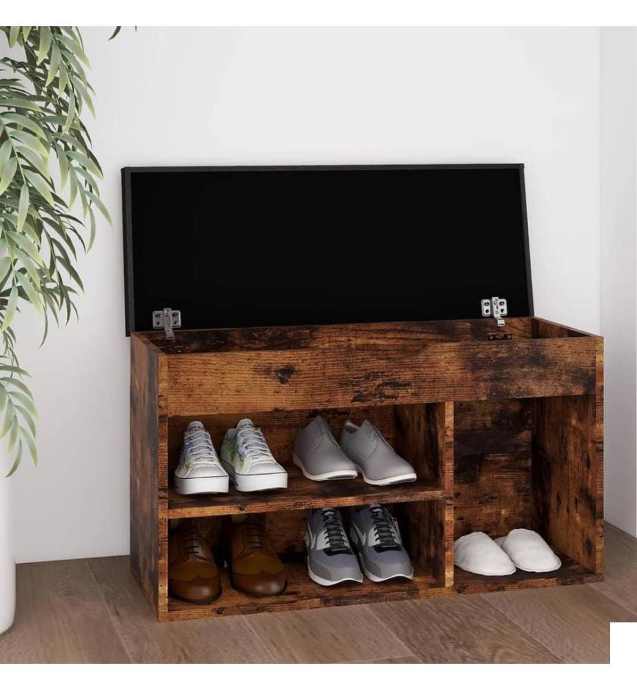Banc à chaussures avec coussin Chêne fumé 80x30x47 cm Aggloméré