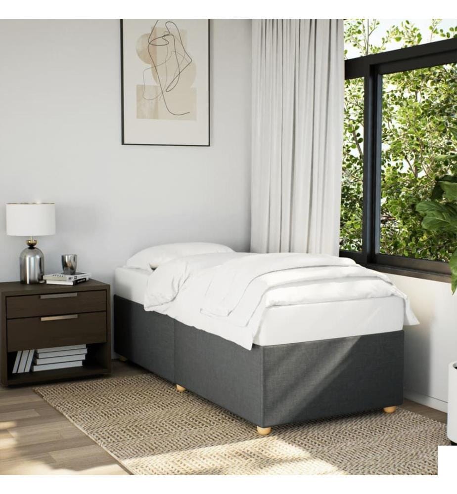 Cadre de lit sans matelas gris foncé 90x200 cm tissu