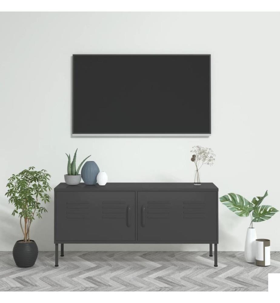 Meuble TV Anthracite 105x35x50 cm Acier
