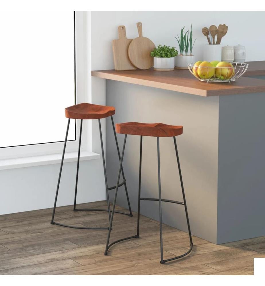 Tabourets de bar Gavin lot de 2 50x40x78cm bois massif manguier