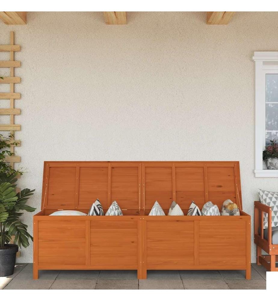 Boîte de rangement de jardin marron bois massif de sapin