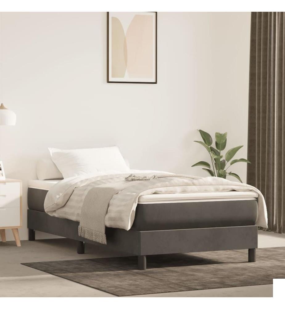 Matelas de lit à ressorts ensachés gris foncé 120x190x20 cm