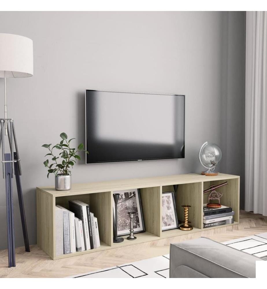 Bibliothèque/Meuble TV Chêne sonoma 143x30x36 cm