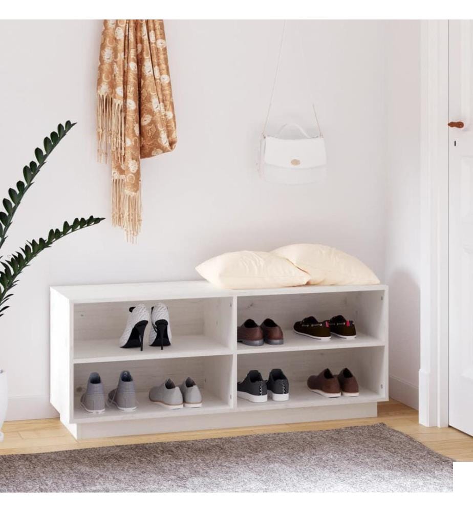 Armoire à chaussures Blanc 110x34x45 cm Bois de pin massif
