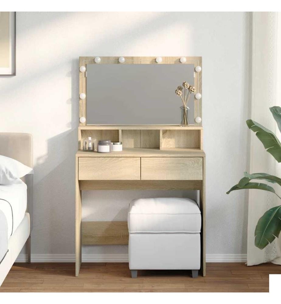 Coiffeuse avec LED chêne sonoma 80x41x134,5 cm