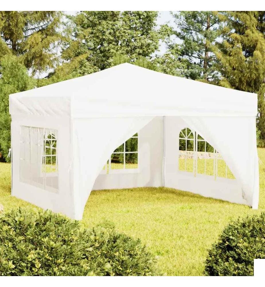 Tente de réception pliable avec parois Blanc 3x3 m