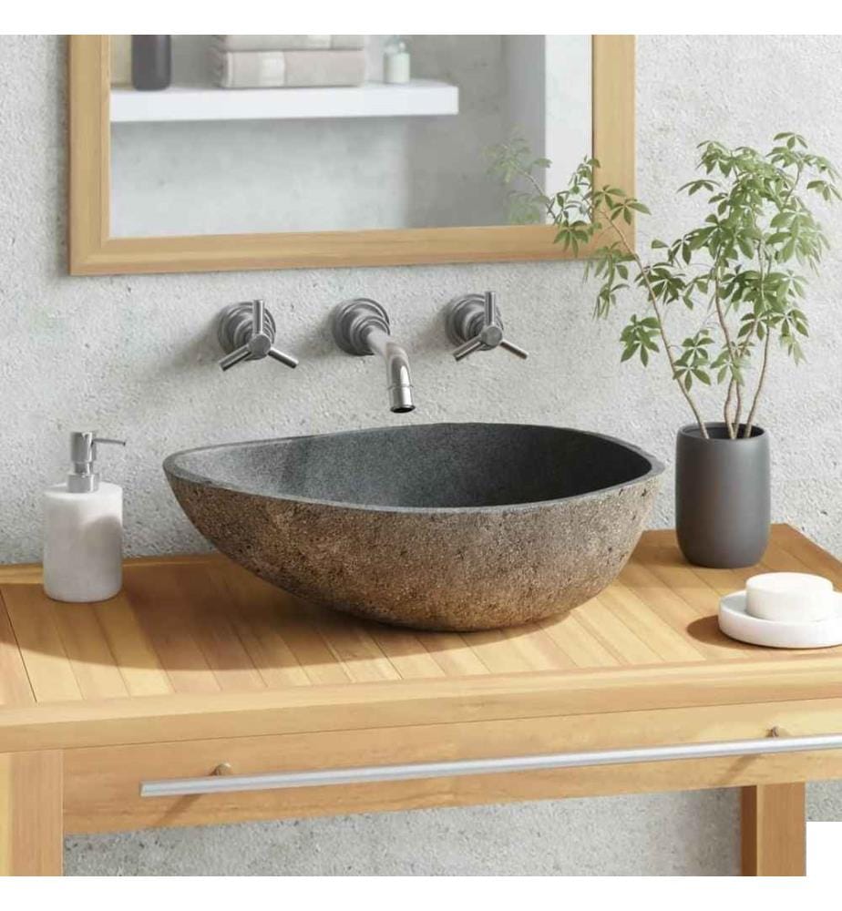 Lavabo en pierre de rivière Ovale 37-46 cm