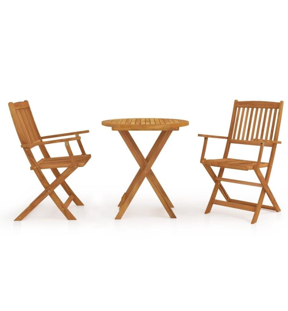 Mobilier à dîner de jardin pliable 3 pcs Bois d'acacia solide