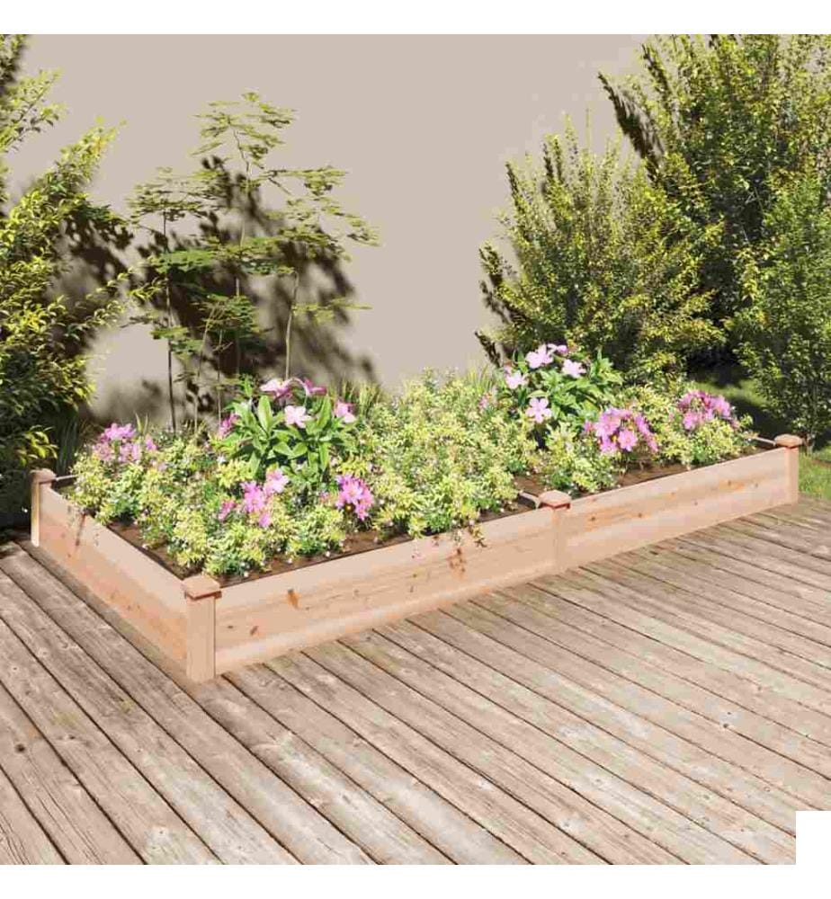 Lit surélevé de jardin doublure 240x120x25 cm bois massif sapin