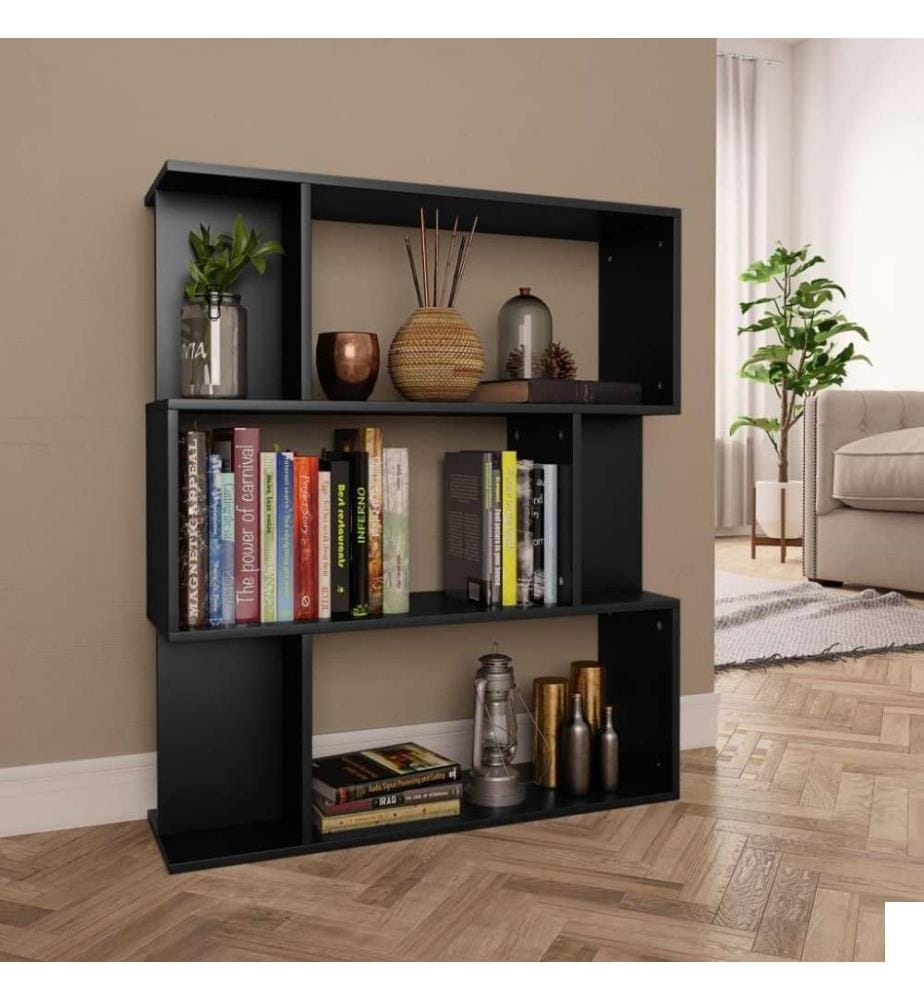Bibliothèque/Cloison Noir 80x24x96 cm cm Bois d'ingénierie