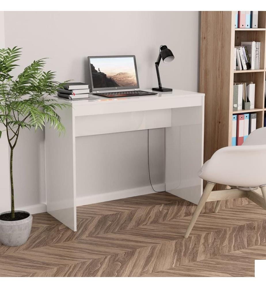 Bureau Blanc brillant 90x40x72 cm Bois d'ingénierie