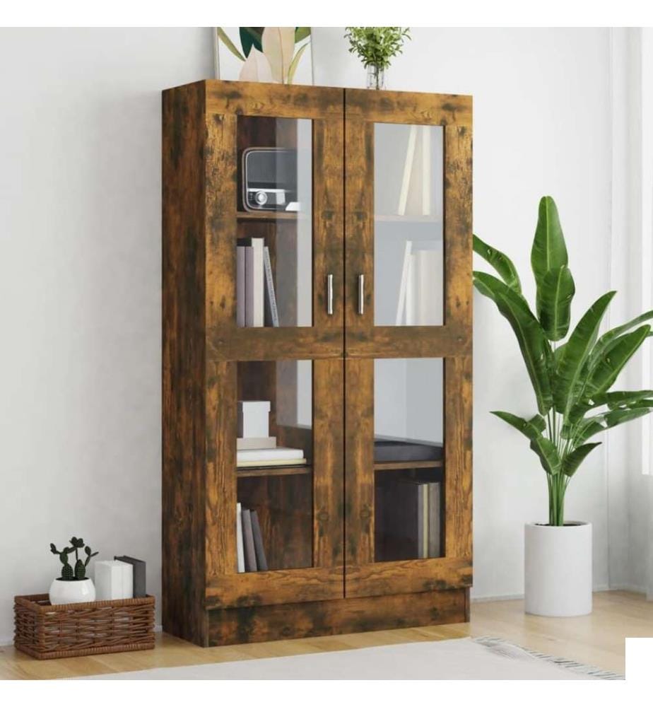 Armoire à vitrine Chêne fumé 82,5x30,5x150 cm Bois d'ingénierie