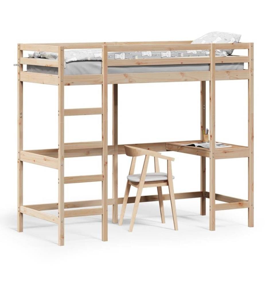 Lit superposé avec bureau 80x200 cm bois de pin massif