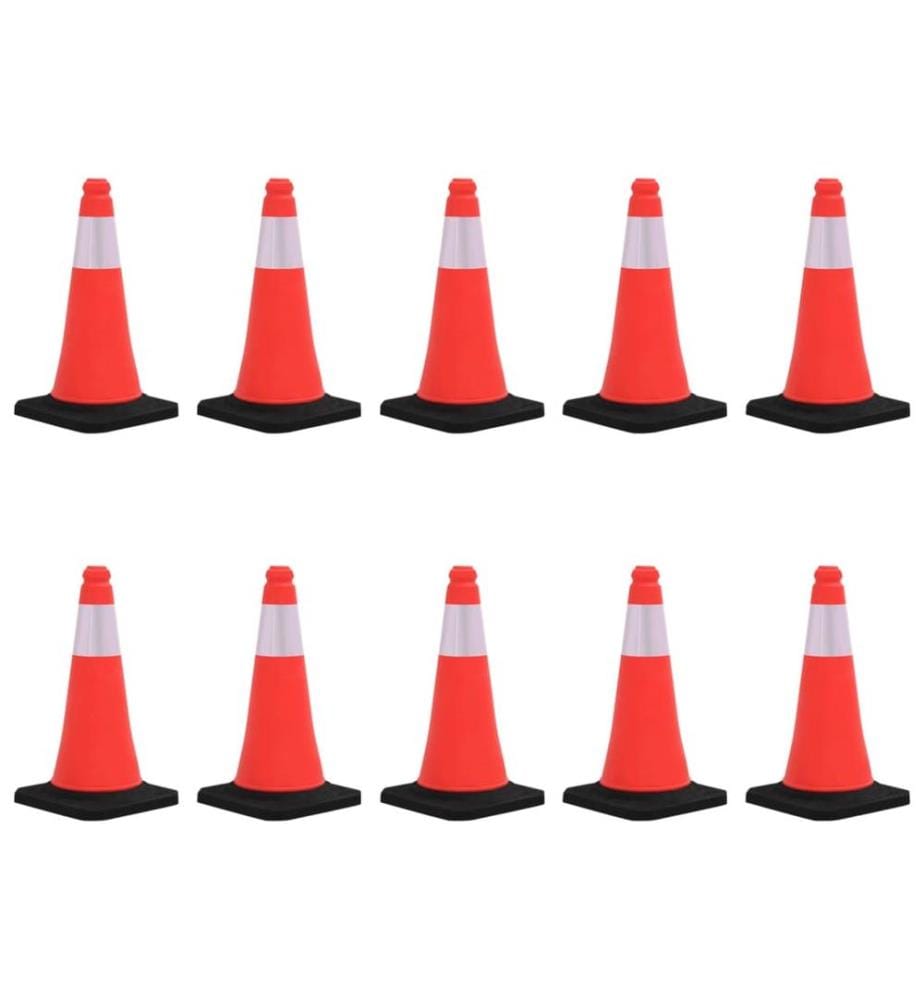 Cônes de signalisation réfléchissants à base lourde 10 pcs 50cm