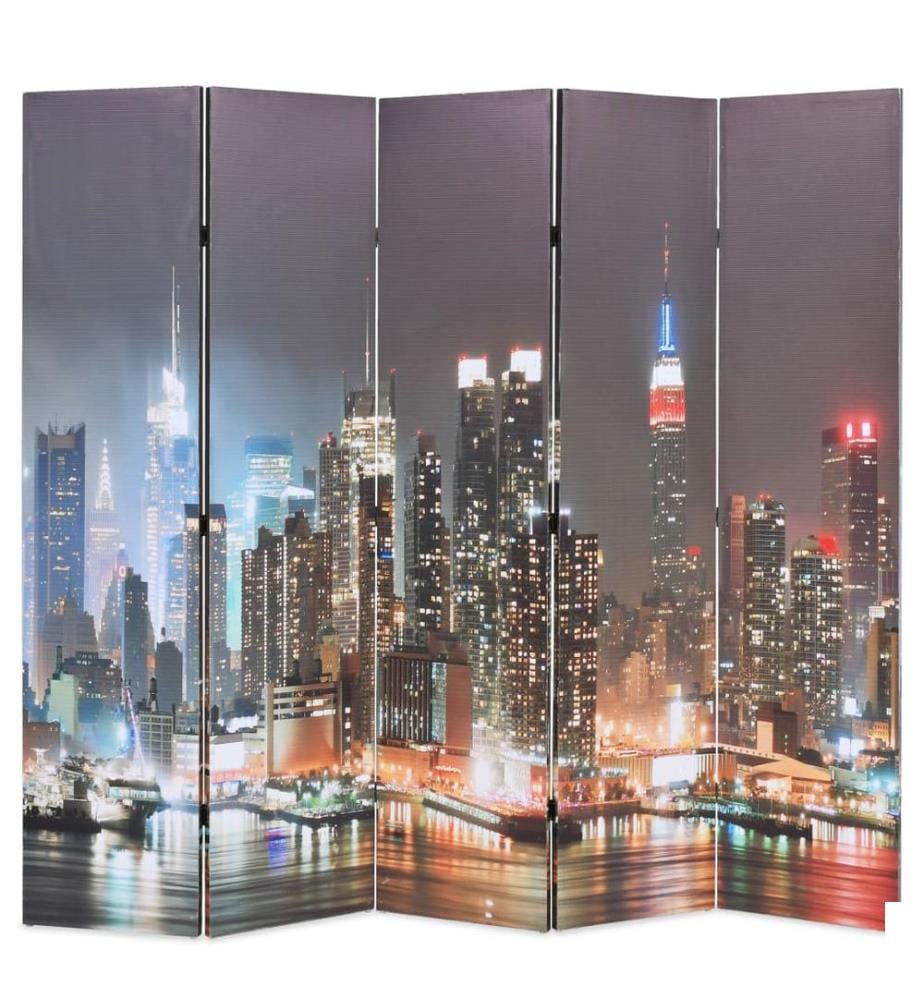 Cloison de séparation pliable 200x170 cm New York la nuit