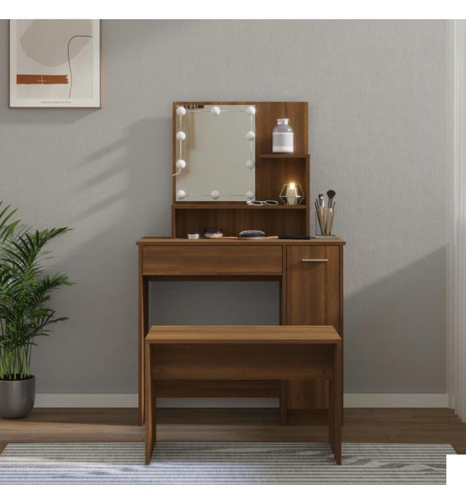PAL-Coiffeuse avec LED noir 74,5x40x141 cm-PAL833288 - Maison