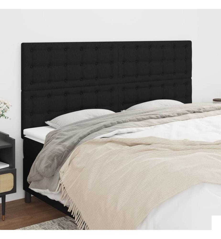 Têtes de lit 4 pcs Noir 100x5x78/88 cm Tissu