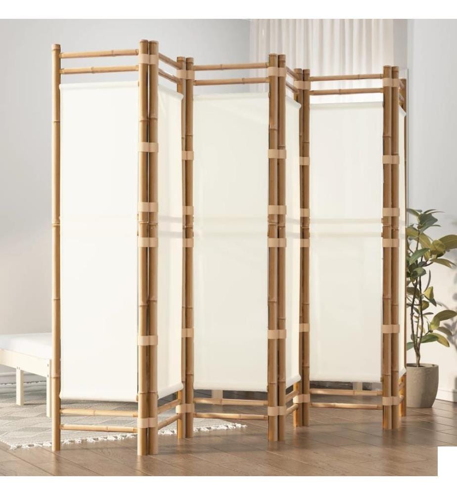 Cloison de séparation pliante 6 panneaux 240 cm Bambou et toile