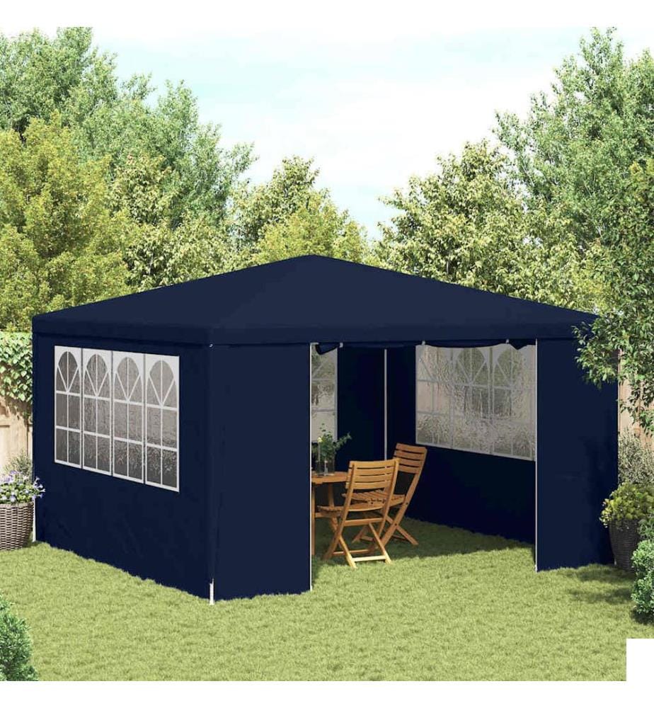 Tente de réception avec parois latérales 4x4 m Bleu 90 g/m²