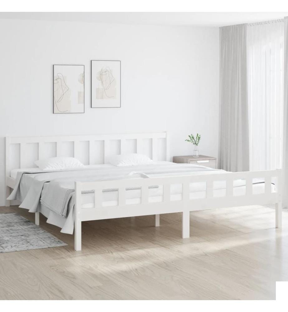 Cadre de lit sans matelas blanc bois massif 160x200 cm