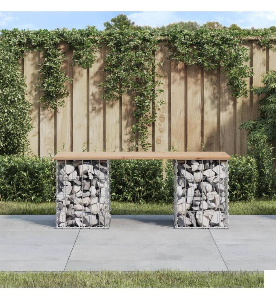 Banc de jardin design de gabion 103x31x42 cm bois massif de pin