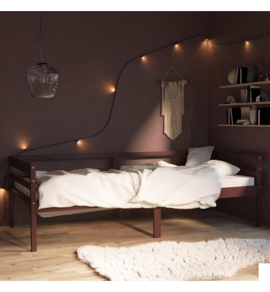 Cadre de lit Marron foncé Bois de pin massif 90x200 cm