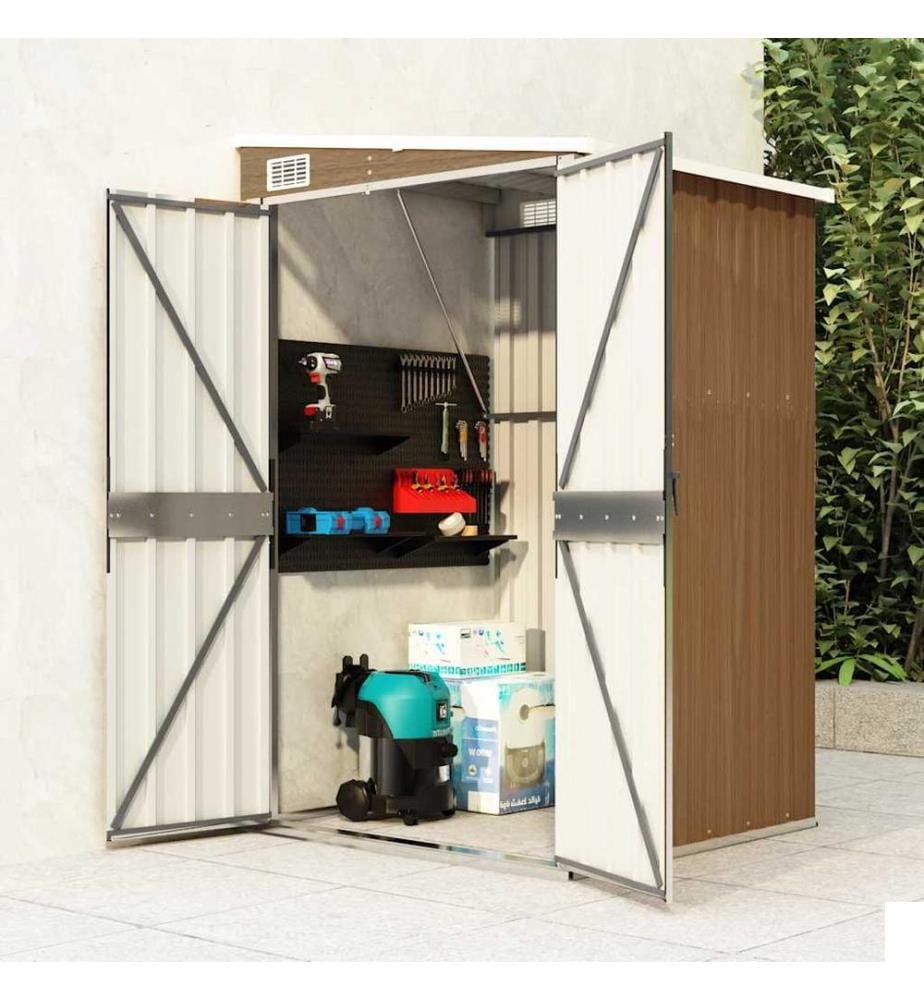 Remise de jardin murale Marron 118x100x178 cm Acier galvanisé
