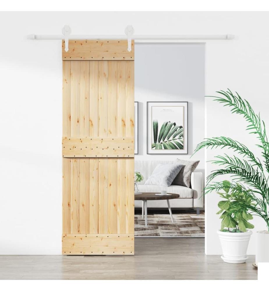 Porte coulissante et kit de quincaillerie 70x210 cm pin massif