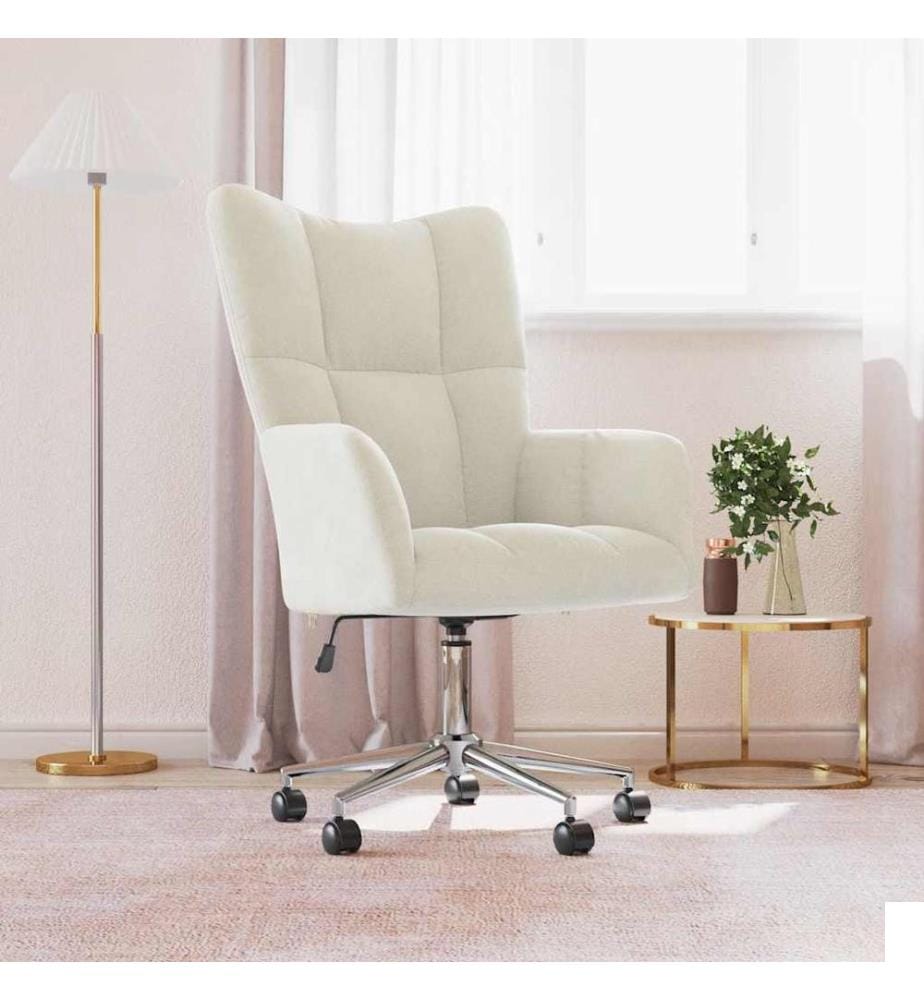 Chaise de relaxation Blanc crème Velours