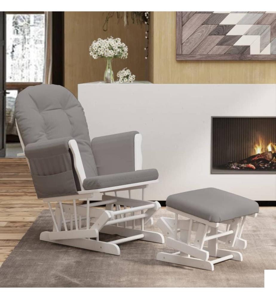 Chaise berçante avec repose-pied Gris clair Tissu