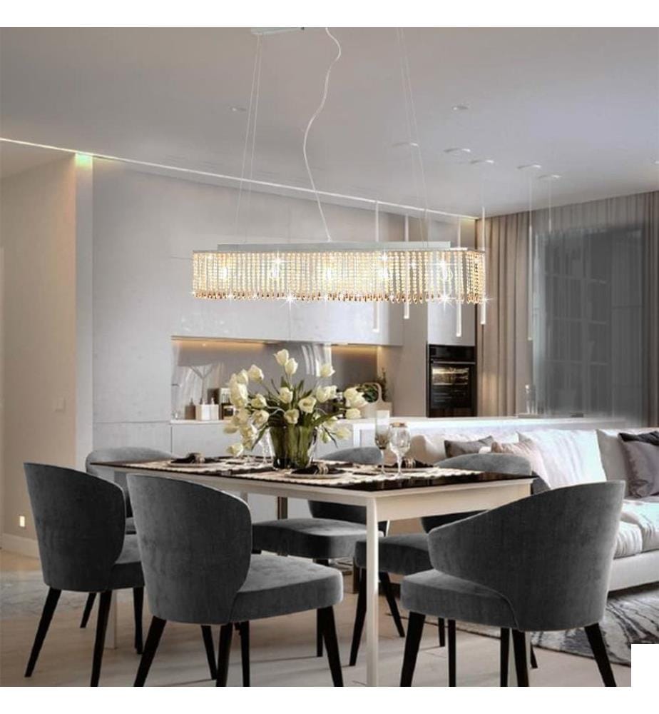 Plafonnier avec perles de cristal Argenté 104 cm E14
