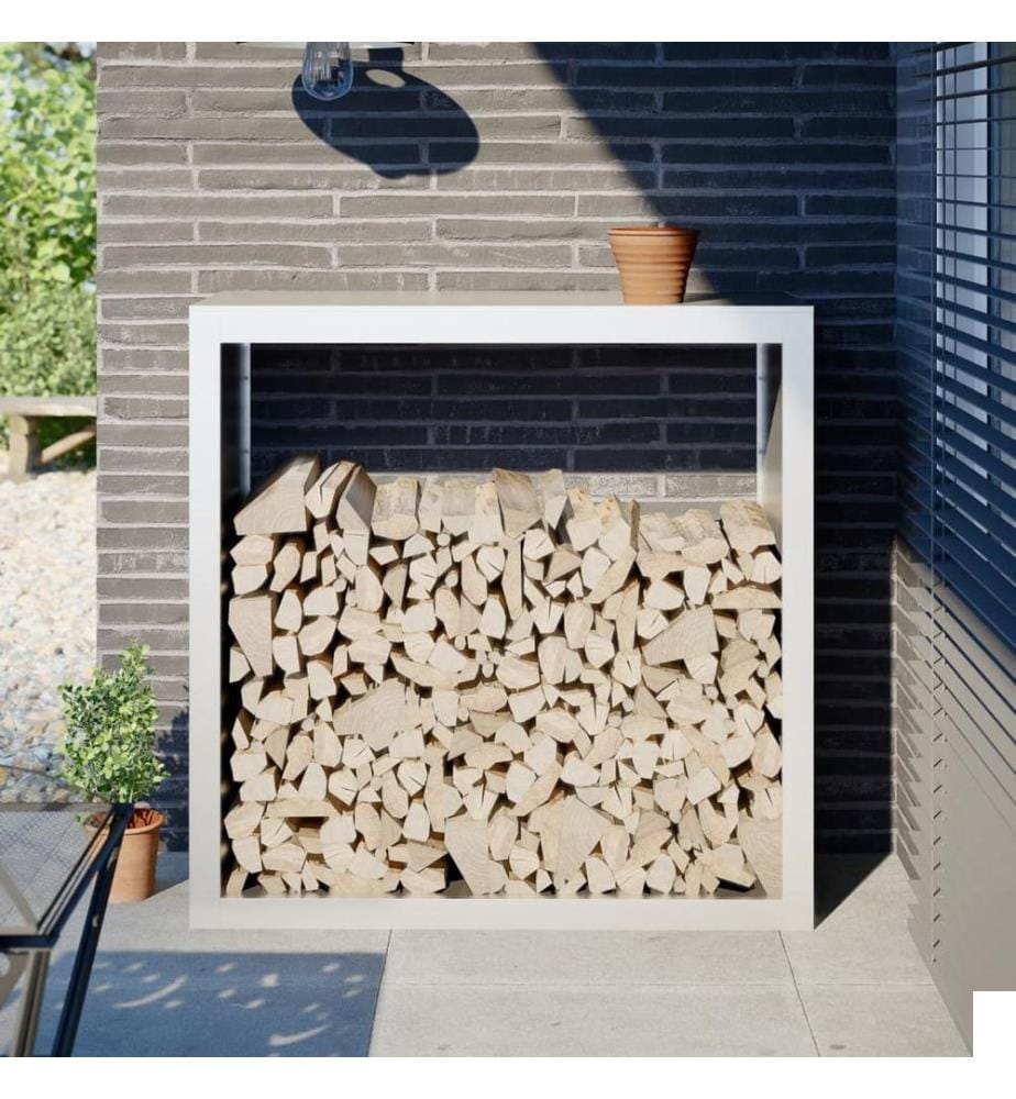 Portant de bois de chauffage blanc 100x40x100 cm acier