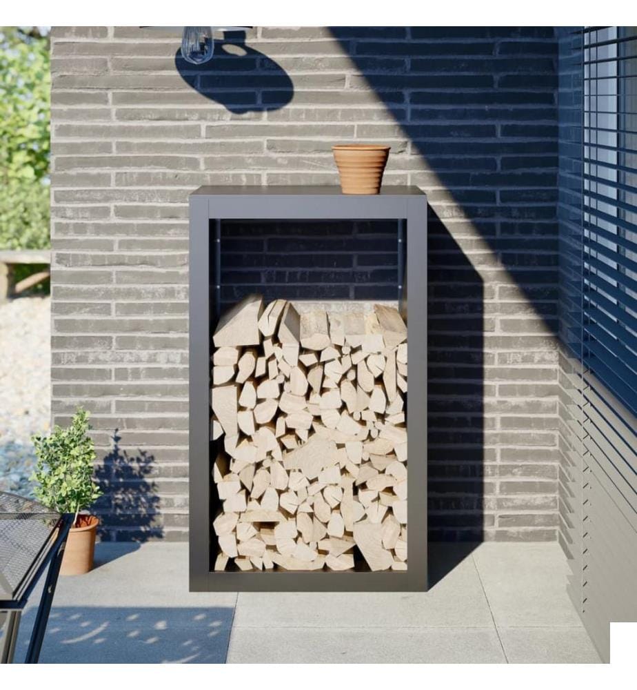 Portant de bois de chauffage anthracite 60x40x100 cm acier