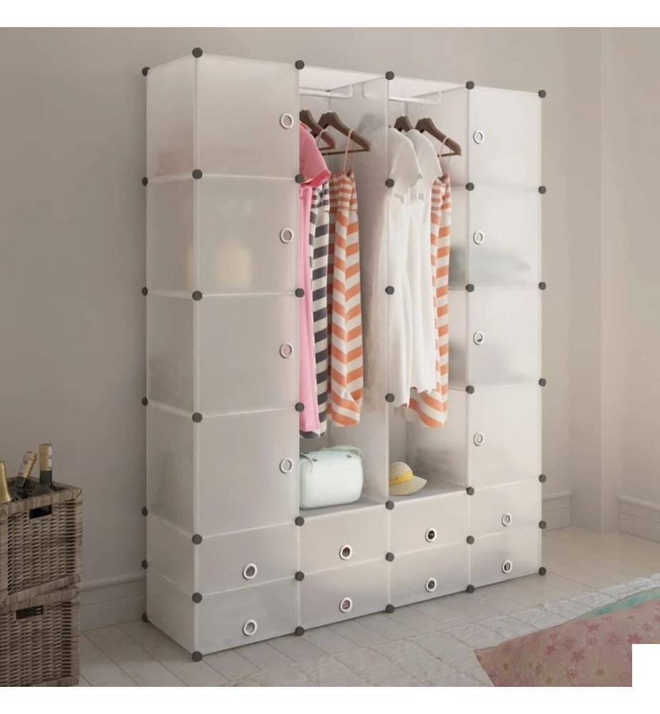 Cabinet modulable avec 18 compartiments blanc 37x146x180,5 cm