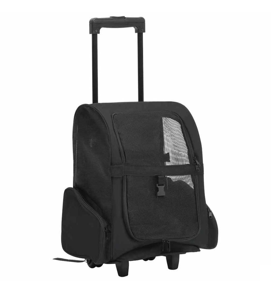 Chariot polyvalent pliable pour animaux de compagnie noir