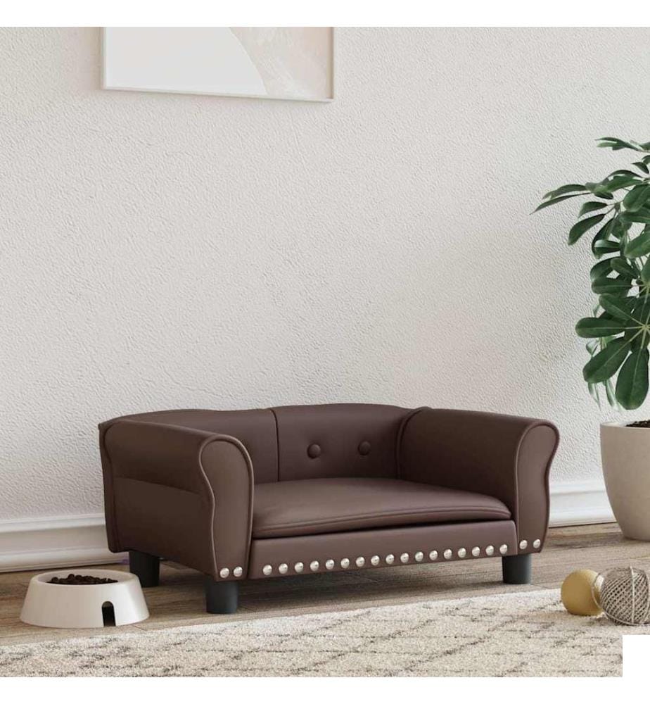 Lit pour chien marron 70x45x30 cm similicuir