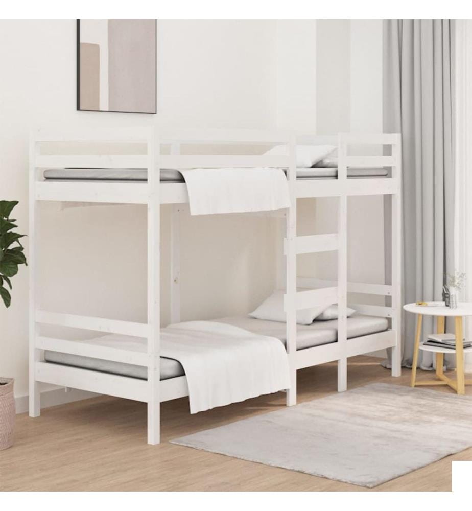 Lit superposé sans matelas blanc 80x200 cm bois de pin massif
