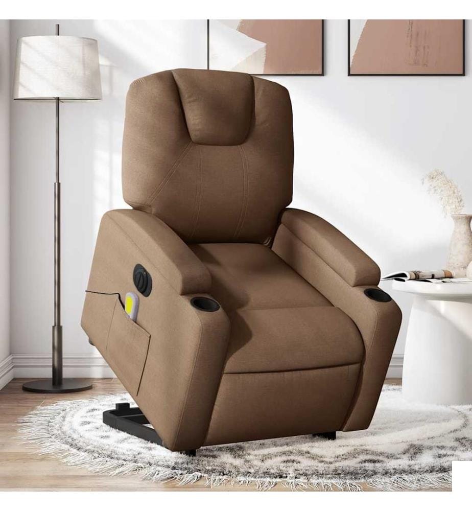 Fauteuil inclinable de massage électrique Marron Tissu