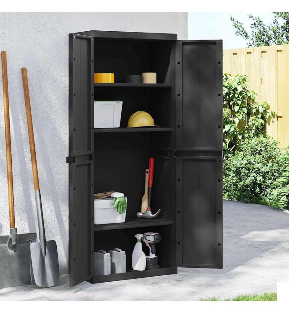 Armoire de rangement d'extérieur noir 65x37x165 cm PP