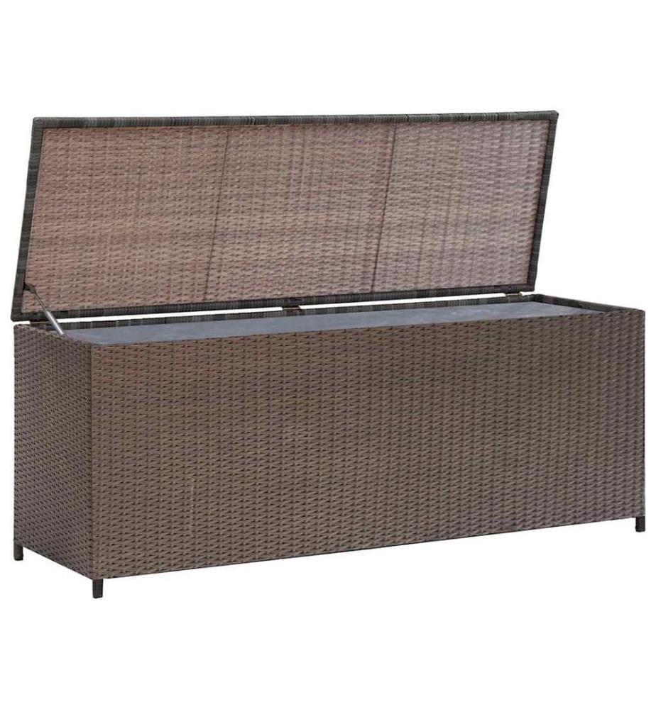 Boîte de rangement de jardin marron 120x50x60 cm résine tressée