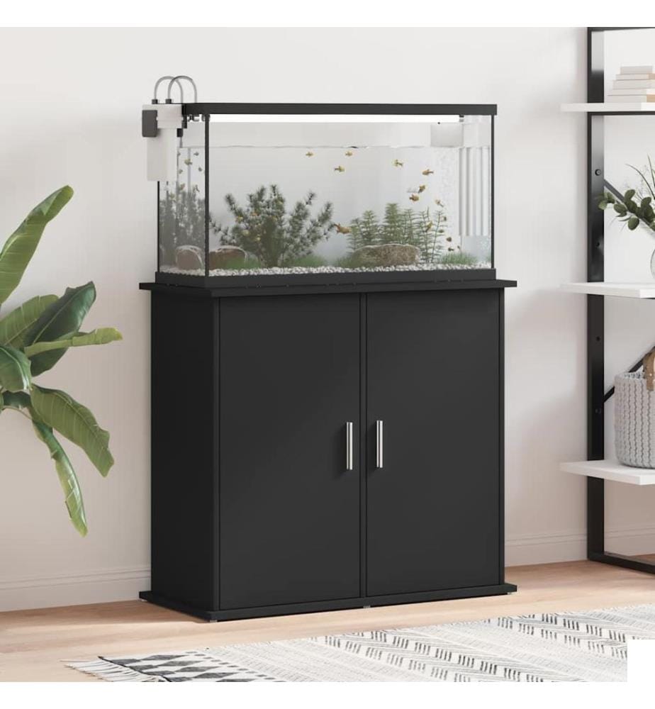 Support pour aquarium noir 81x36x73 cm bois d'ingénierie