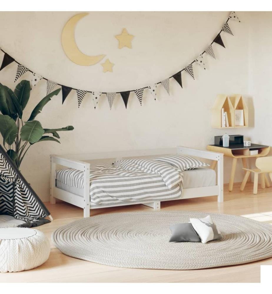 Cadre de lit pour enfant blanc 70x140 cm bois de pin massif