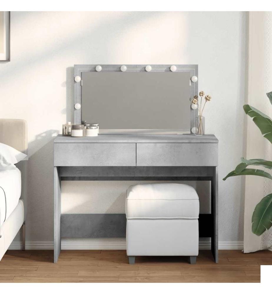 Coiffeuse avec LED gris béton 100x40x120 cm