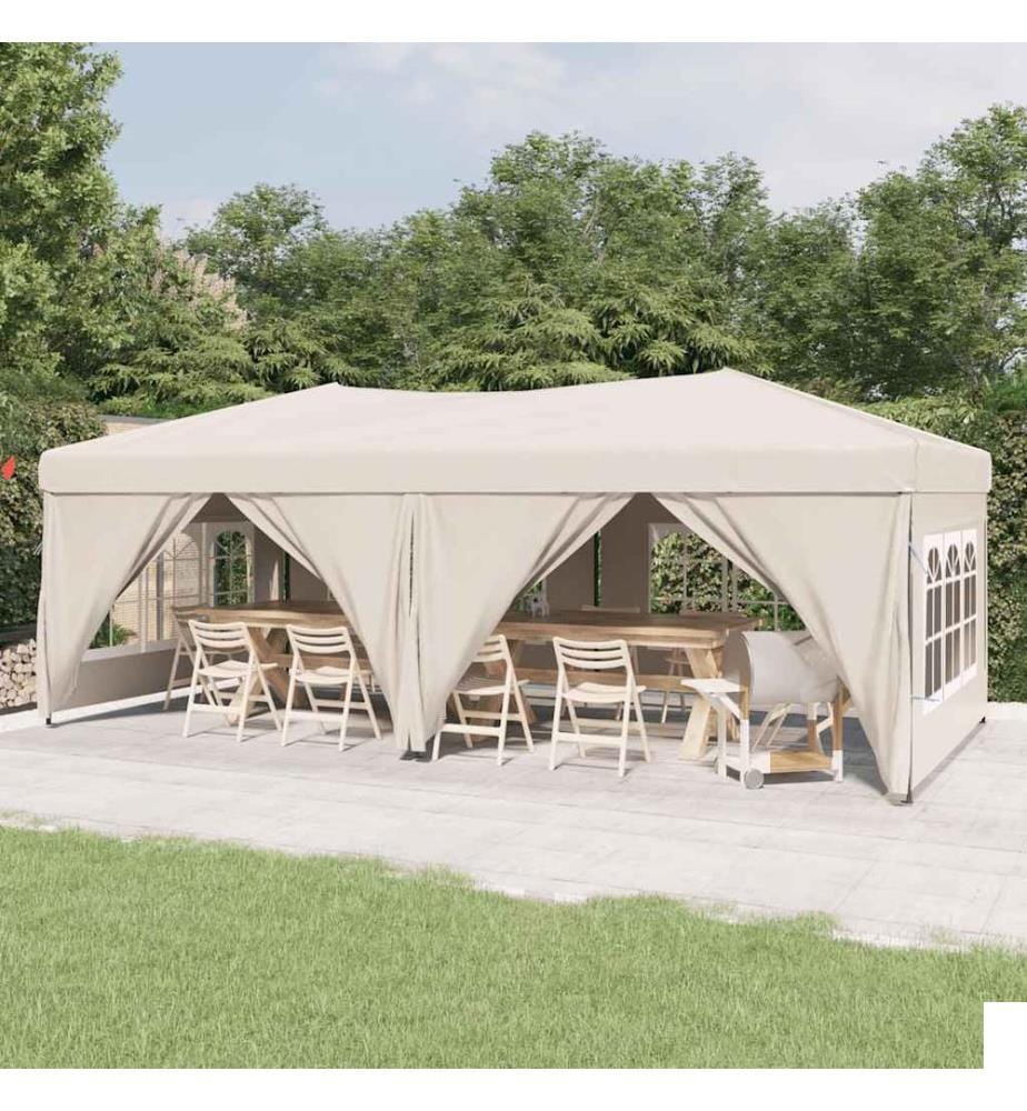 Tente de réception pliable avec parois Crème 3x6 m