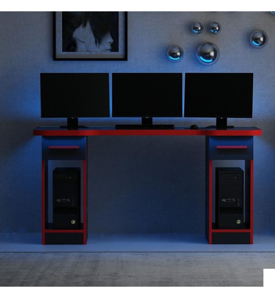 Pupitre de jeu, Noir, Rouge, Panneau de particules mélaminé