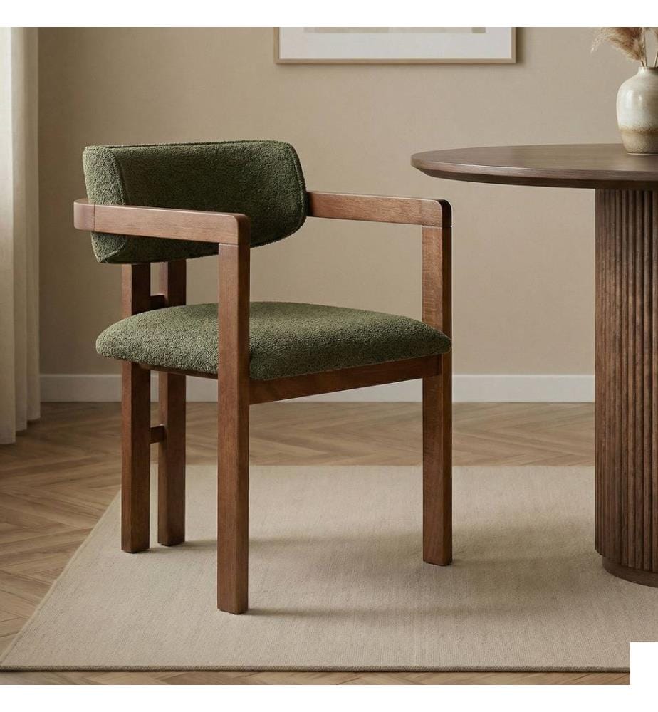 Chaise verte en noyer, 100 % hêtre.